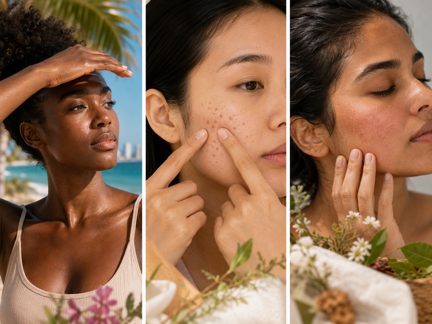 Sun exposure, acne picking and skin irritation that can worsen dark spots